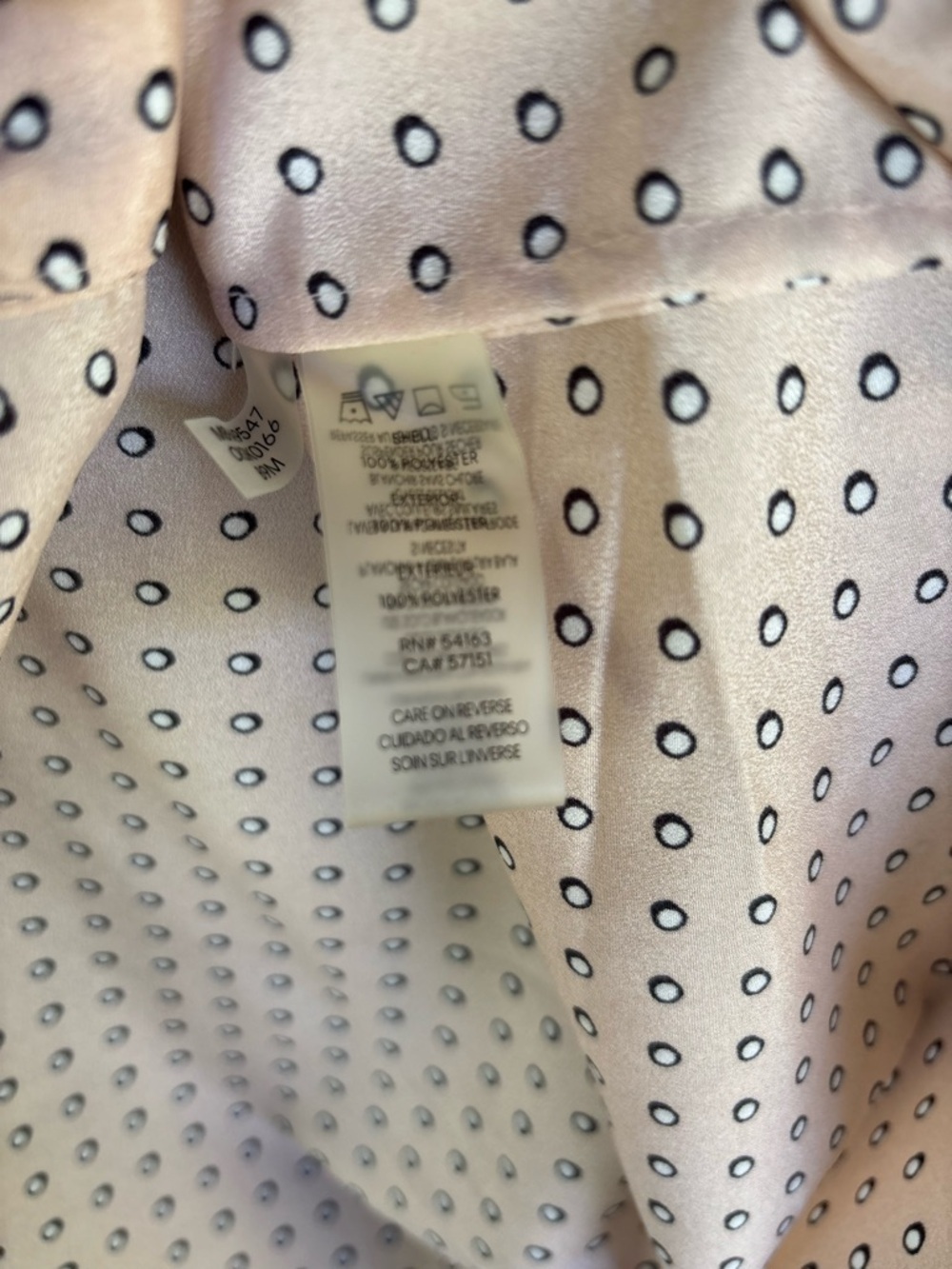 Calvin Klein Peach Dot-Print Long-Sleeve Blouse - Picture 7 of 9